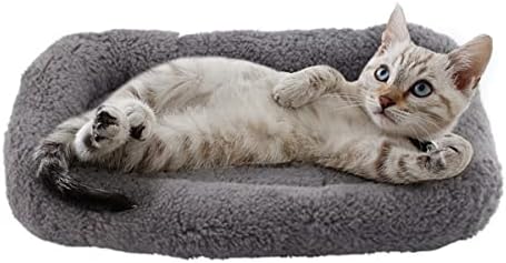 Small Cat Bed Mat Plush Pet Cushion, Puppy Curl Sleep Self Warming Mat by PETLESO