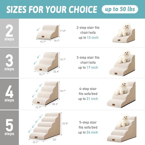 COZY KISS Dog Stair for Small Dog 15.7" H, 3 Step Pet Ramp for Couch - Image 2