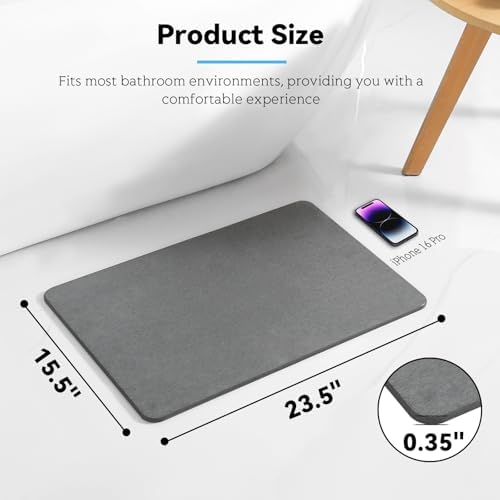 Stone Bath Mat, Dries Quickly, Non-Slip Diatomaceous Earth Bath Mats - Image 3