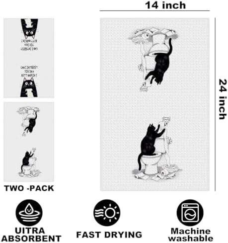 Hanamiya Na 2Pcs Funny cat Hand Towel - Image 2