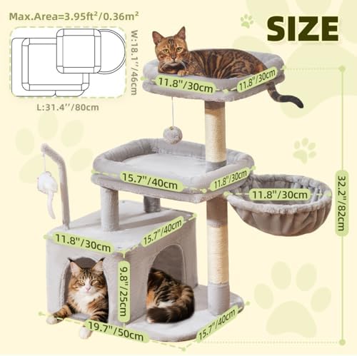 Taoqimiao 32.2in Cat Tree with Toy, Small Cat Tower - Image 5