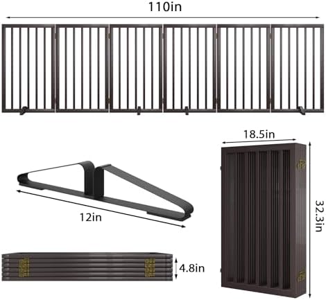 Dog Gate for Doorways 32" Tall Freestanding Dog Gate for Stair Foldable Pet - Image 6