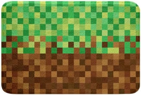 Pixelated Bath Rug, Video Games Gamepad Miners Shaggy Absorbent Non Slip Floor by Manfei