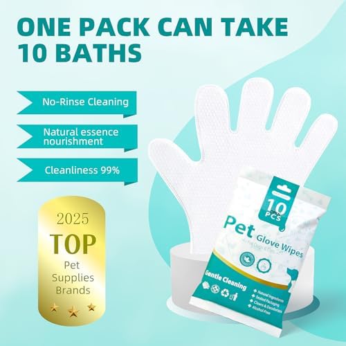 MEDUWEDU No-Rinse Pet Glove Wipes – 5-Finger Design, Coconut Oil & Aloe - Image 2