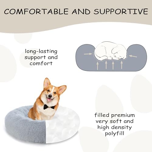 Bunlitent 30 inch Donut Dog Bed, Calming Dog Bed - Image 3