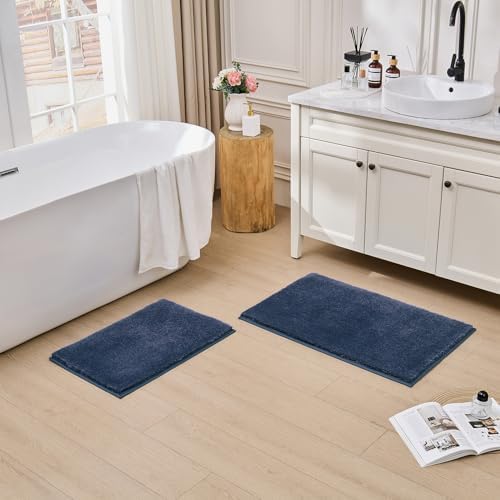 CozeCube Navy Blue 32"x20" Shaggy Non Slip Soft Washable Bath Mat - Image 4
