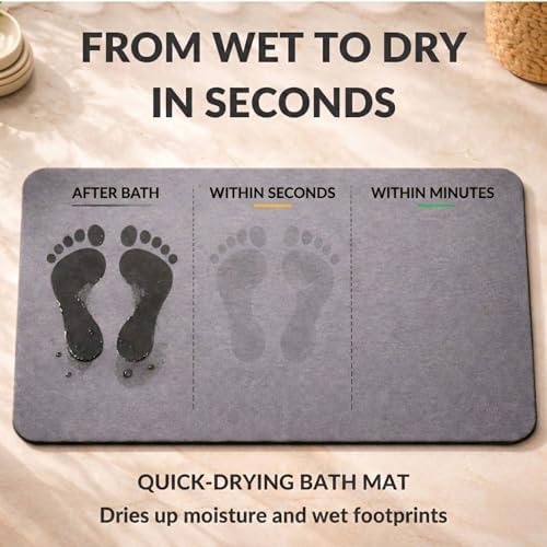 Stone Bath Mat – Diatomaceous Earth Quick Drying Non-Slip Bathroom Mat – - Image 5