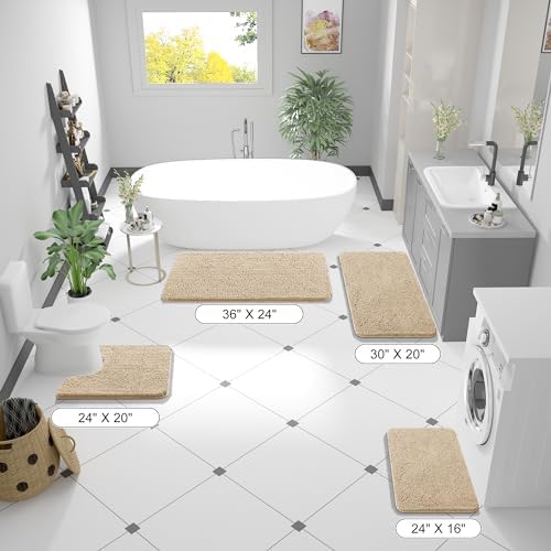 OLANLY Bathroom Runner Rugs 47x17, Extra Soft Absorbent Chenille Bath Rugs - Image 2
