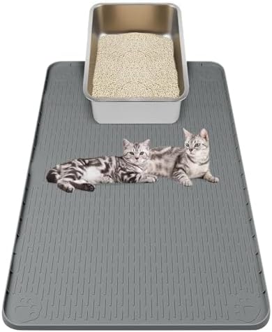 Kalolary Cat Litter Box Mats, Large 34" x 22" Silicone Cat Mat by Kalolary