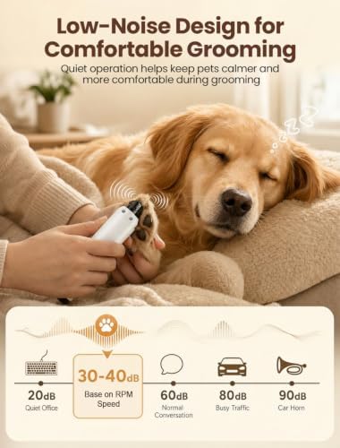 Dog Nail Grinder, Quiet 6-Speed Electric Pet Nail Trimmer - Image 2