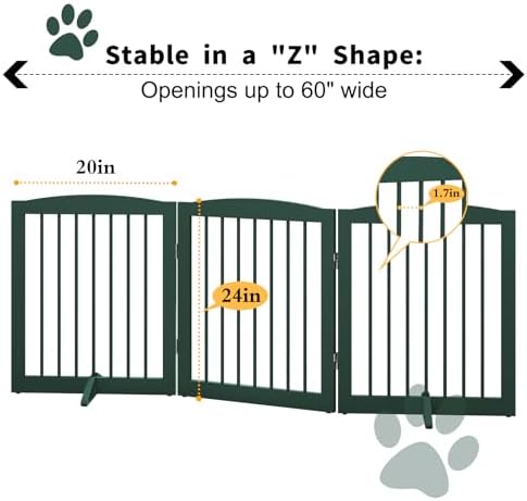 PUPETPO Freestanding Pet Gate for Dogs, Foldable Wooden Dog Gate for House - Image 5