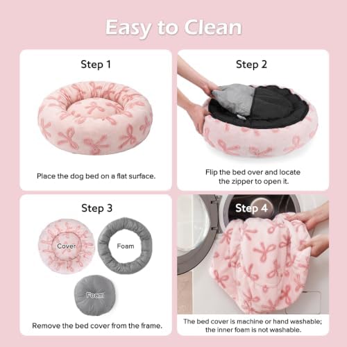 JOEJOY Jacquard Donut Round Small Dog Beds, Removable Washable Cover, Cute - Image 6