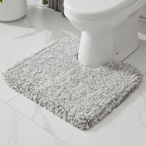 Disolla Toilet Rug 22x24 Grey & White, Soft Toilet Mat U-Shaped Washable by Disolla
