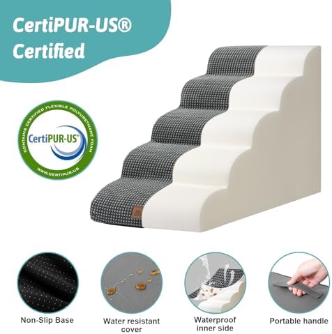COZY KISS Dog Stairs for Small Dog 22.6" H, 5 Step Pet Ramp for Bed - Image 5