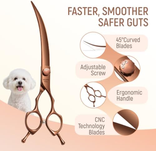 45° Super Curved Dog Grooming Scissors 7.5'' Matte Bronze - Image 3
