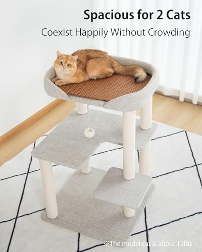 37.5" Cat Tree Tower for Large & Senior Cats, Low-Step Design - Image 5