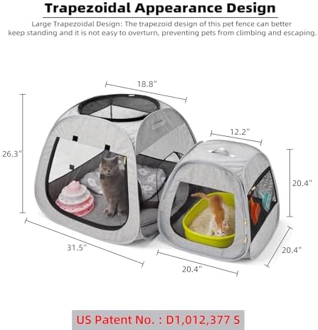 Tenrai Portable Cat Playpen, Trapezoidal Design - Image 2