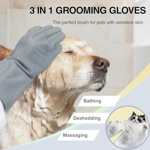 Pet Grooming Gloves, 5-Finger Silicone Dog Bath Scrubber - Image 2