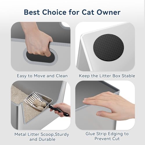 2 Pack 12'' High Sides XXXL Stainless Steel Litter Box - Image 6