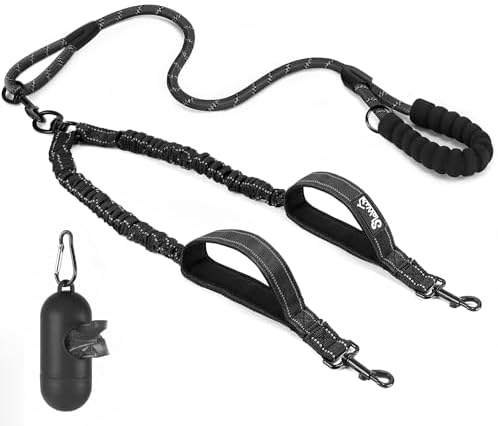 Lukovee Double Dog Leash, Reflective Heavy Duty Lead, No Tangle by Lukovee