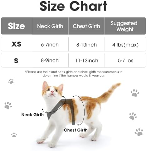 Cat Vest Harness and Leash Set, Escape Proof Kitten Harness Grey XS - Image 2