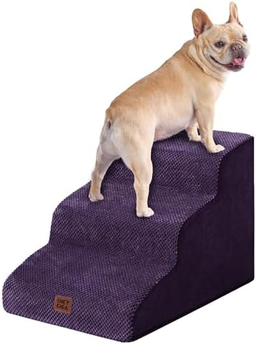 EHEYCIGA Curved Dog Stairs Ramp, 3-Step Dog Steps, 15.7" H Pet Step by EHEYCIGA