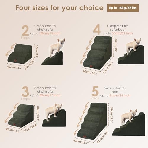 EHEYCIGA Curved Dog Stairs Ramp, 3-Step Dog Steps, 15.7" H Pet Step - Image 3