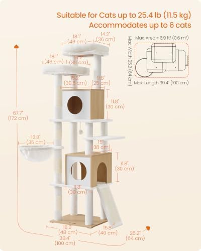 Feandrea Tall Cat Tree, 6-Tier Cat Tower - Image 6