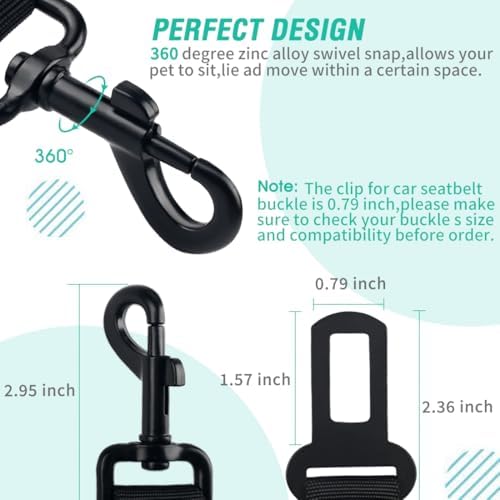 COOYOO Dog Seat Belt, Durability Retractable Dog Car Harness Adjustable Dog - Image 5