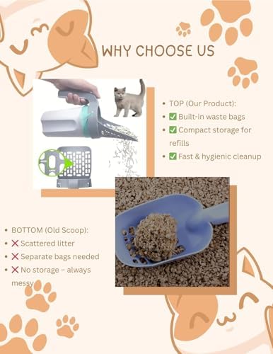 Cat Litter Scoop with 120 Refill Bags Portable Kitty Litter Scooper and Pooper - Image 3