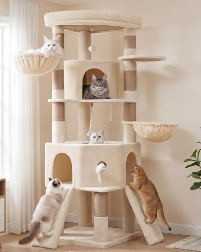 Cat Tree, 73-Inch Sturdy Corner Cat Tower by VibrissiaHome