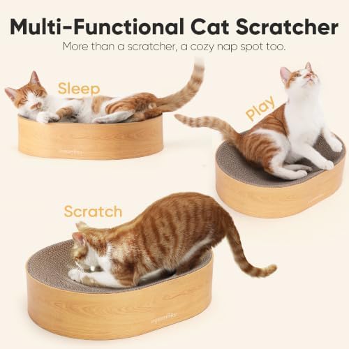 FUKUMARU Cardboard Cat Scratcher Bed, 2-in-1 Oval Cat Scratch Pad - Image 2