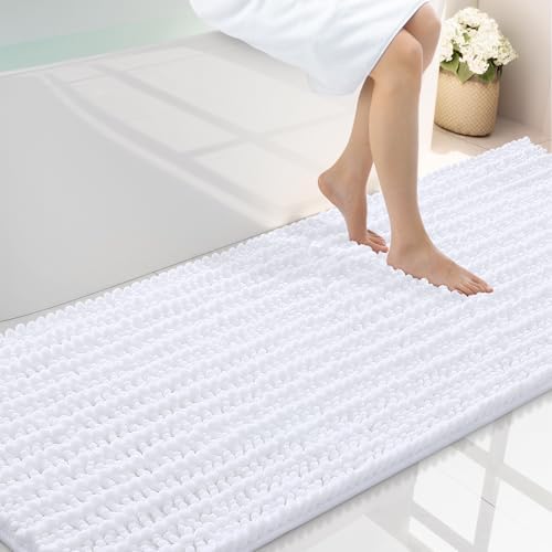 Smiry Bathroom Rugs 70X24, Extra Soft Rubber Backing Chenille Bath Mats by Smiry