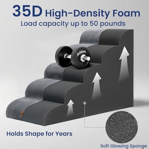 GoGoBunny Ramp Dog Stairs for High Beds 24.4" H, 5-Step Extra Wide Dog Slope - Image 7