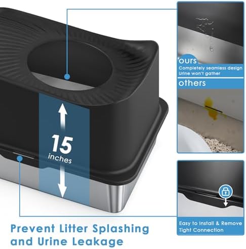 Top Entry Cat Litter Box with Lid, Stainless Steel Extra Large Enclosed Cats - Image 2