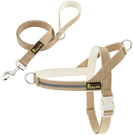 Plutus Pet Cotton Dog Harness and Leash Set, Reflective and Soft Padded by PLUTUSPET