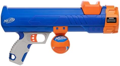Nerf Dog Tennis Ball Blaster Dog Toy Blue/Orange, 16 Inch Compact Blaster by GramercyProductsInc