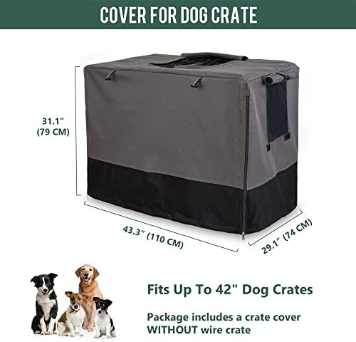 Rachmi 42" 600D Canvas Privacy Dog Crate Cover, Water Resistant Windproof - Image 3