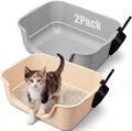 Bokon 2 Pack Small Cat Low Entry Litter Box, Kitty Litter Pan by Bokon