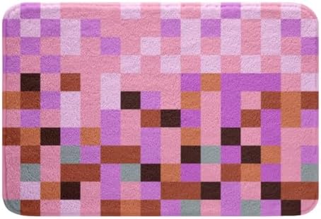 Pixel Grid Theme Bath Mats for Bathroom Video Gaming Blocks Bath Rugs for by Manfei