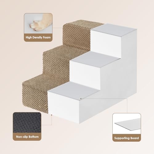 EHEYCIGA Dog Stairs for Small Dogs 13.5" H, 3-Step Dog Steps for Cats - Image 3