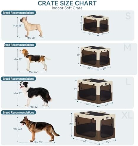 PETSFIT Portable Dog Crate for Medium Large Dogs, – 36" Soft Dog Travel Crates - Image 4