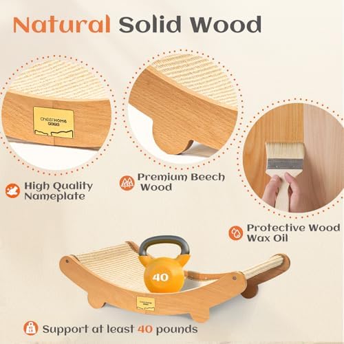 CHEERHOME PETS Sisal Cat Scratcher Bed, Wooden Cat Furniture - Image 4