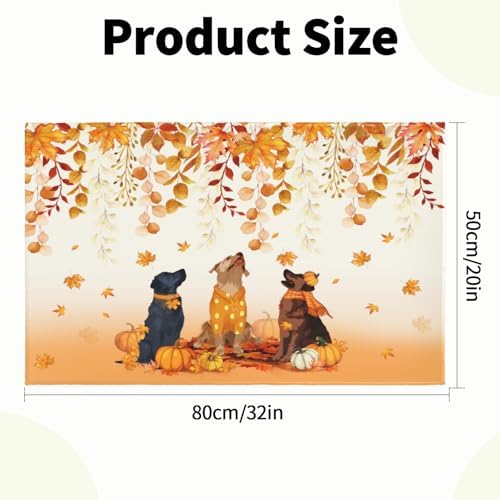 Giwawa Fall Dogs Bath Rug Autumn Leaves Bathtub Mat Non Slip Absorbent Holiday - Image 3