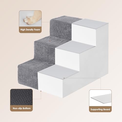EHEYCIGA Dog Stairs for Small Dogs 13.5" H, 3-Step Dog Steps for Cats - Image 3
