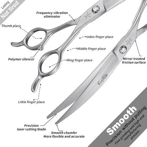 High-end Professional Dog Grooming Curved Scissors Pet Curved Shears 7.5 Inches - Image 3