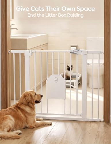 Babelio 36" Tall Dog Gate with Adjustable Cat Door, CatPrivilege I - Image 4