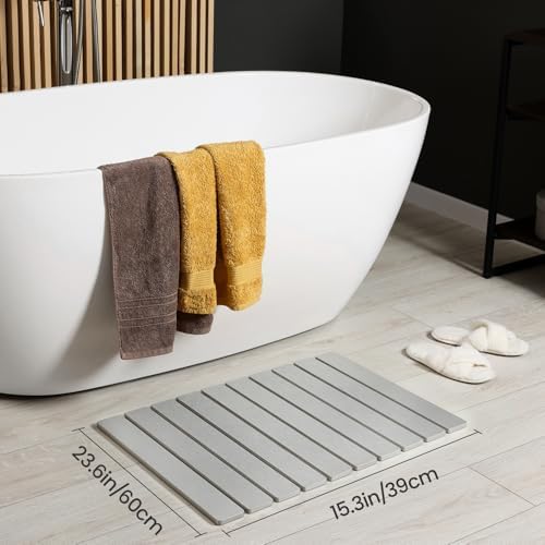 Meowoo Foldable Stone Bath Mat, 23.6"x15.3" Diatomaceous Earth Mat - Image 2