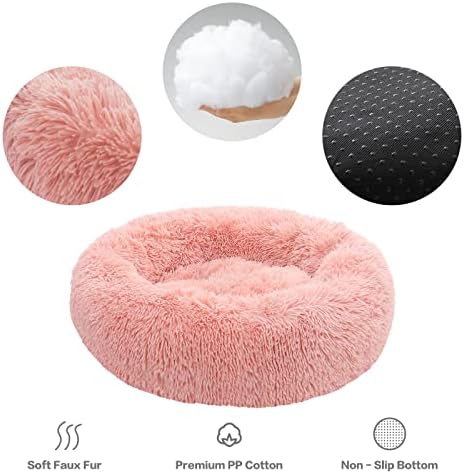 NOYAL Donut Dog Bed for Small Medium Pets, Plush Calming Faux Fur - Image 2