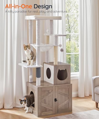 HOOBRO Cat Tree with Litter Box Enclosure, Tall Cat Tower - Image 2